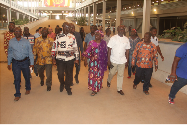 Hon. Hajia Alima(middle) in an inspecting Kejetia project after the inauguration of the board